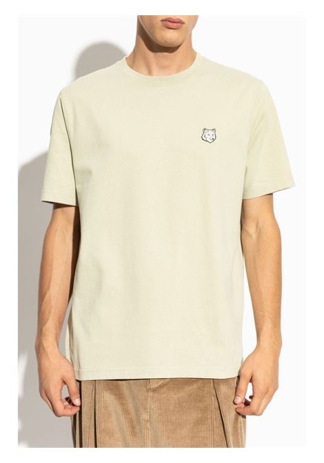 T-shirt con applicazione Bold Fox Head in beige Maison kitsuné - uomo MAISON KITSUNÉ | MM00127KJ0118P129